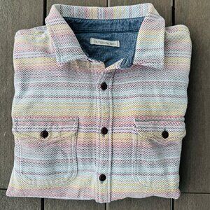 Outerknown 2025 Mens Organic Cotton Blanket Shirt Large Sunrise Mojave Stripe